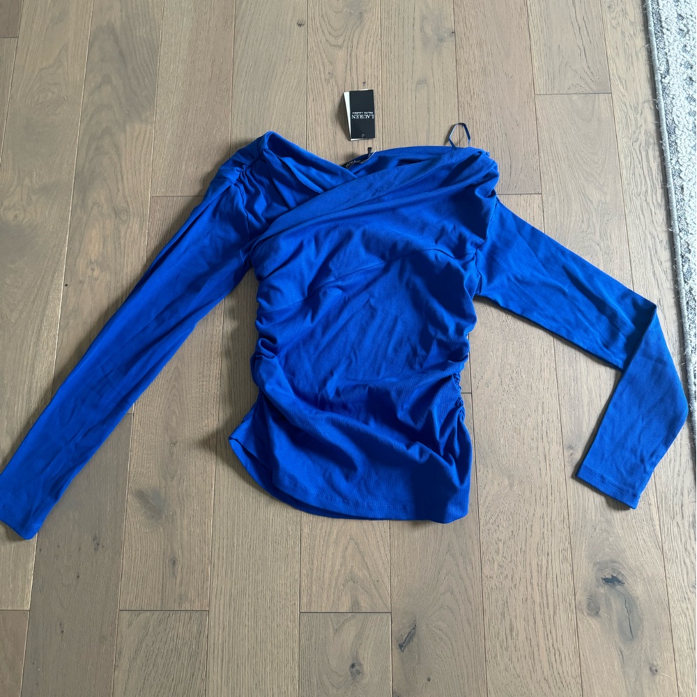 Ralph Lauren Stretchy Crossover Blouse Blue